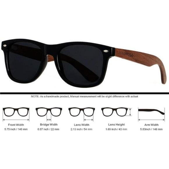 Sunglasses Polarized for Men Women Wooden Bamboo Frame Mirrored Sun Glasses